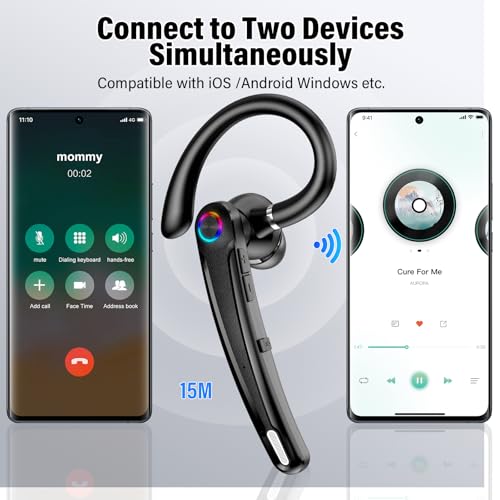 Atheewon Bluetooth Headset V5.4, Wireless Bluetooth Earpiece with Dual Mic Noise Cancelling, 115H Playtime Computer Headset Hand Free Headphones for Trucker, Driver, Home, Work, Business - image 7