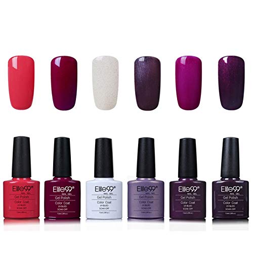 Elite99 Vernis Semi-Permanent Vernis à Ongles UV LED Soak Off Kit 6 Couleurs X 7.3ml Cover