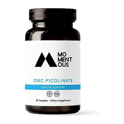 Momentous Zinc Picolinate 15mg - Immunity & Hormone Support - Bioavailable Zinc Supplement - Promotes Joint Health & Lean Muscle Mass - NSF Certified, GMO-Free, Gluten Free, 60 Servings Cover