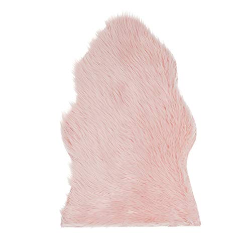 Super Soft Pink Faux Fur Area Rug, Faux Sheepskin Chair Seat Cover, Shaggy