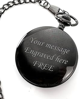 Charles Hendon Personalised Engraved Silver Gold or Black Pocket Watch. Men's Gift. Free Engraving