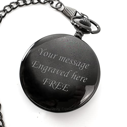 Charles Hendon Personalised Engraved Silver Gold or Black Pocket Watch. Men's Gift. Free Engraving