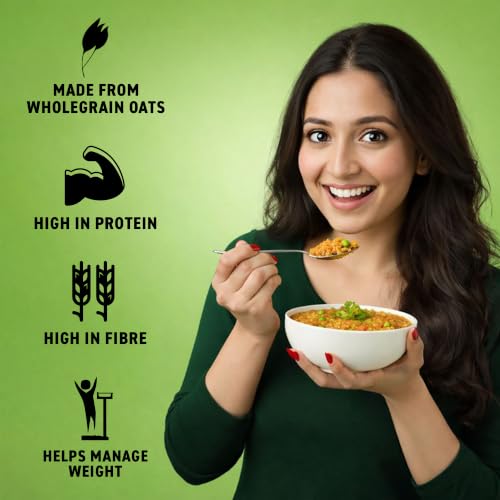 Image of Bagrry's Masala Oats- Tangy Tomato 1000g (Pack of 2, 500g Each) | Made with Whole Grain Oats | High Protein Breakfast Cereal, Snack | Dehydrated Vegetables, Spices & Herbs | High Fibre | Non- GMO | Instant Oats | No Added Preservatives & Artificial Colours