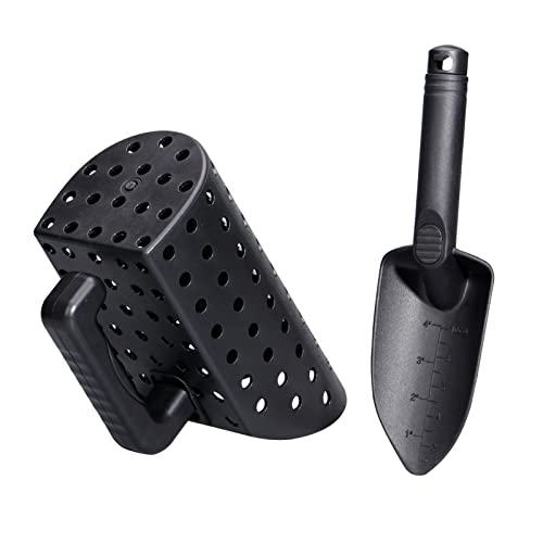 Pelle à sable de détection de métaux avec pelle – Plastique ABS – Capacité de 1,2 gallon pour la chasse au trésor, le peignage de la plage, les...