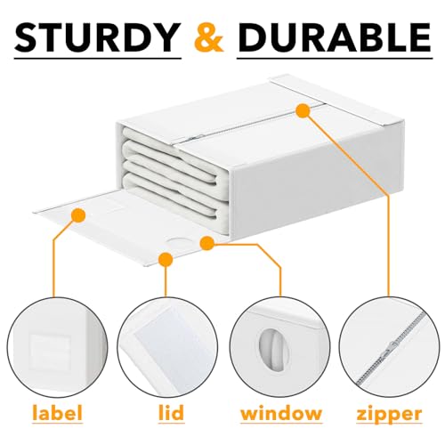 Image of SpaceAid 10 Pack Bed Sheet Organizers and Storage, Foldable Sheet Organizer for Linen Closet, Sheets Set Folder Keeper with Window XL (Queen & King Size) Organizing Bedding Container, White