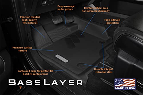 Baselayer Front Car Mat Kit For Ford F-150 Trucks - Custom Fitted Waterproof Floor Mat For 2015+ F-150 Vehicles, F-150 Lightning, Durable All-Weather Mats - Made In Usa (Red) #TOP1