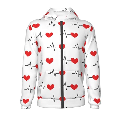 Heartbeat Symbol Kid Hoodies Boys Zip Up Sweatshirts Girls Pullover with Pocket2