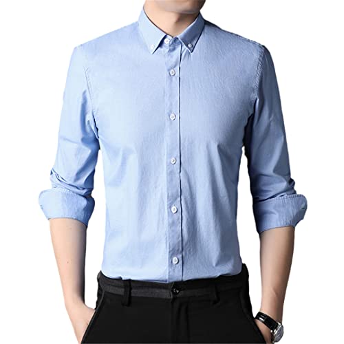 Chemise manches longues homme coton bleu ajustée taille XXL unie