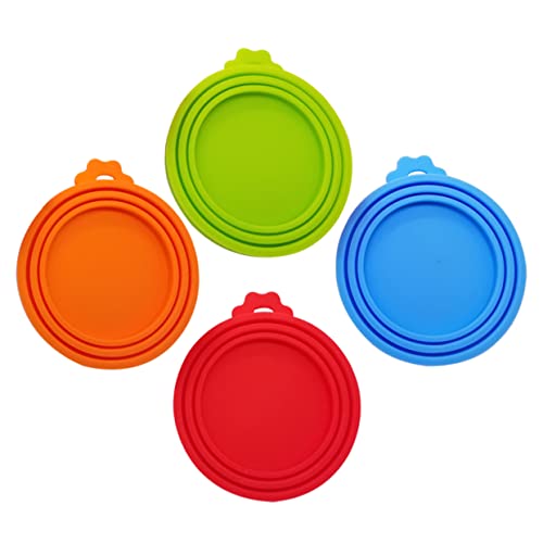 SOLUSTRE Reusable Pet Food Can Lids 4pcs Silicone Covers Seals Food Dishwasher Safe