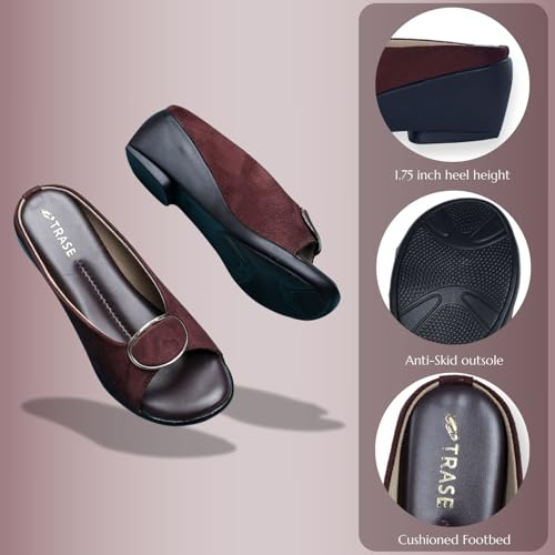 Image of TRASE Women's Fashion Sandals | Faux Leather Comfortable and Stylish Wedges | For Casual Wear & Formal Wear Occasions | For Women & Girls