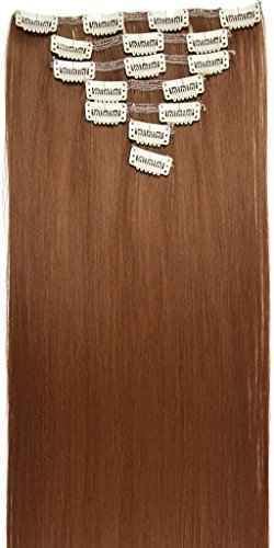 TOPREETY 130g 22" Clip In Synthetic Hair Extensions 7pcs/set #27 Medium Golden Brown