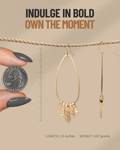 Handmade Boho Hammered Teardrop Earrings Jewelry with 5 Bars for Women3