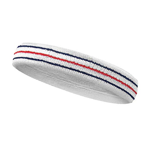 Image of COUVER Tennis Headband - Cotton Terry Cloth Sweatband for Men & Women - High Absorbency Athletic Hairband for Gym, Basketball & Running - 1 Piece