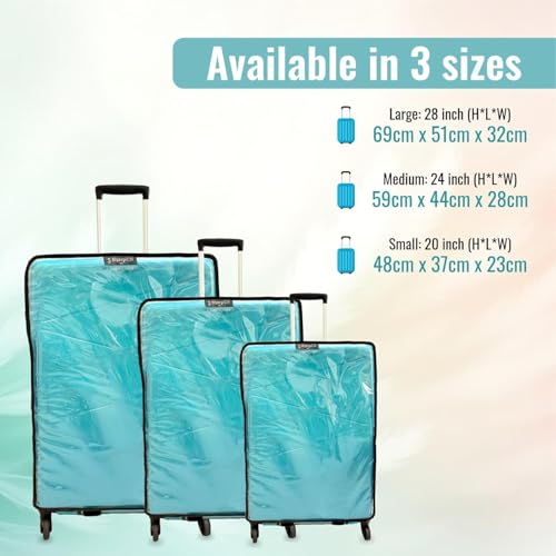Image of Combo of 3 Trolley Bag Cover /Suitcase Bag Cover /Waterproof Dustproof Luggage Cover /Zippered Clear PVC Suitcase Covers Protectors (28 inch, 24 inch, 20inch)