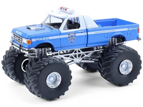 1990 F 350 Monster Truck NYPD (New York Police Department) Blue with White Top Kings of Crunch - Hot Pursuit Special Edition 1/64 Diecast Model Car by Greenlight 49170E