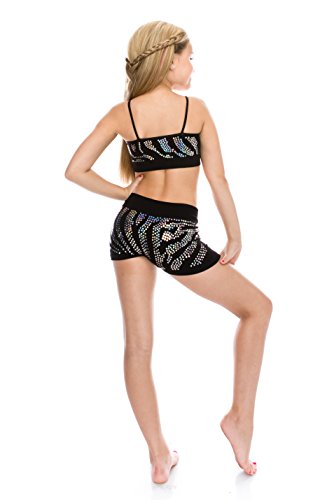 Kurve Kids 2 Piece Set – Girls Top and Shorts Outfit for Dance Sports Ballet Gymnastics (Made in USA) - Thumbnail 4