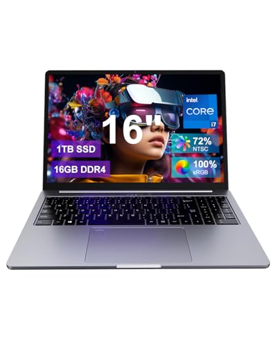 Ninkear N16 Pro Ultradünn Laptop, Core i7 12700H, 16GB DDR4, 1TB SSD, 16' 2.5K Ultragroß Display, WiFi 6 & BT 5.2, Stabile WLAN-Verbindung Laptop – Für Arbeit & Treffen & Gaming