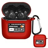 INIAYOH For JBL TOUR PRO 2 保護ケース JBL TOUR PRO 2 ケース カラビナ付き 耐衝撃 超薄型 防水防塵 充電可能 落下防止（レッド）