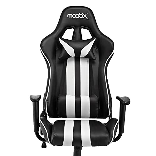 Moob Cadeira Gamer Reclinável Nitro Com Almofadas para Lombar e Pescoço Preto/Branco