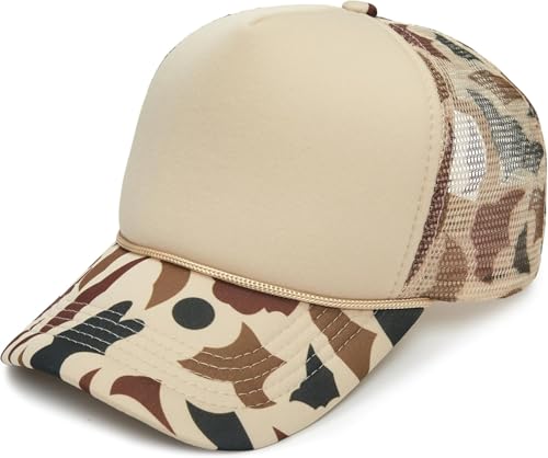 Image of Funky Junque Foam Trucker Hat, Trucker Hats for Women & Men - Blank Adjustable Snapback Mesh Back Baseball Cap