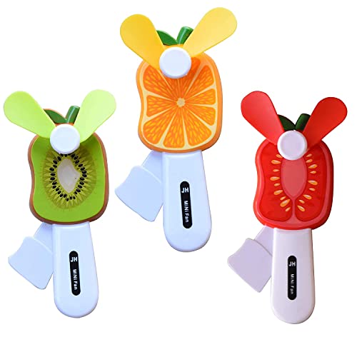 Image of Kids Fruit Shape Portable Hand Press Fan Toy, Fruit And Vegetable Design Handheld Fan, Hand Pressure Mini Fan Toy (Multicolour) (2)