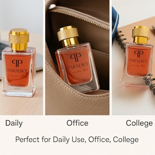 Image of Paradice Crimson Red Perfume 50 ml, Unisex Eau de Parfum, Bold Fragrance