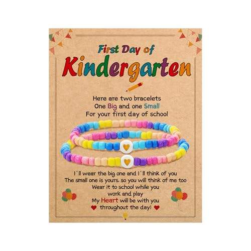 BAYLAY First Day of Kindergarten Bracelet Gifts - Colorful Heart Beaded...