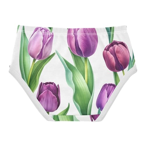 Toddler Underwear Floral 2t Cotton Panties for Girl Aesthetic Underpants Briefs Purple Violet Tulips Green2