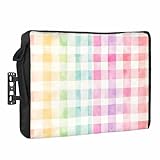 Colorful Plaid Outdoor TV Cover 36 to 39 inch Weatherproof, Spring Modern Rainbow Abstract Waterproof TV Screen Protector Outdoor TV Enclosure with Remote Control Pocket
