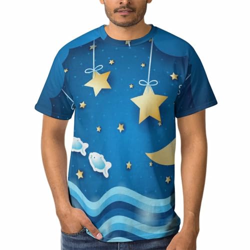 T-shirt Poisson Lune Étoilé homme doux et respirant pour éviter la chaleur en été