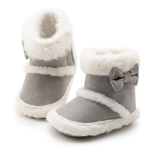 Image of Infant Unisex Warm Fur Lining Soft Boots Baby Winter Ankle Non-Slip Rubber Texture Sole Toddler Winter Snow Crib Shoes