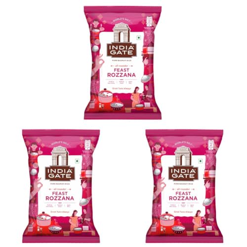 Image of India Gate Rozana Raw and Aged Basmati Rice 1Kg (Pack of 3)