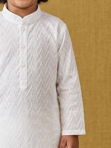 Image of AJ DEZINES Kids Kurta Pajama Set For Boys | Embroidery Chikankari Kurta Set | Cotton Stylish Boys Kurta Pyjama |Party & Ethnic Wear | Perfect For Festivals Wedding & Family Function