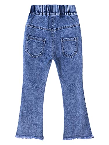 easyforever Girls Embroidery Denim Flared Trousers Stretchy Jeans Bell Bottoms Skinny Elastic Waist Denim Leggings Pants4