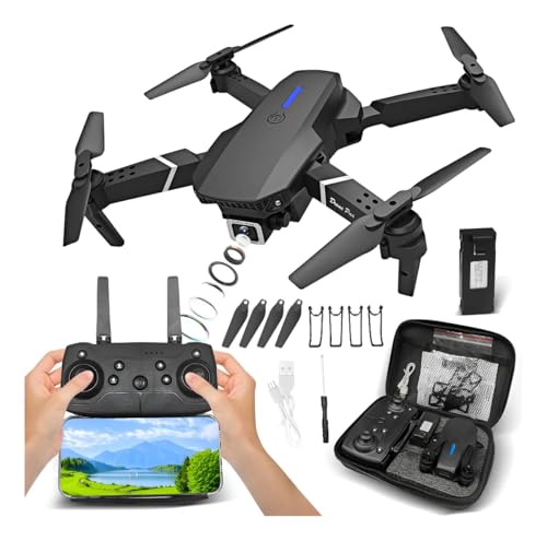 Drone DLI E88 com Câmera 4K UHD FPV dobrável para adultos e iniciantes, Quadcóptero com controle remoto, Controle de gravidade, Decolagem e pouso em um toque, Posicionamento por fluxo...