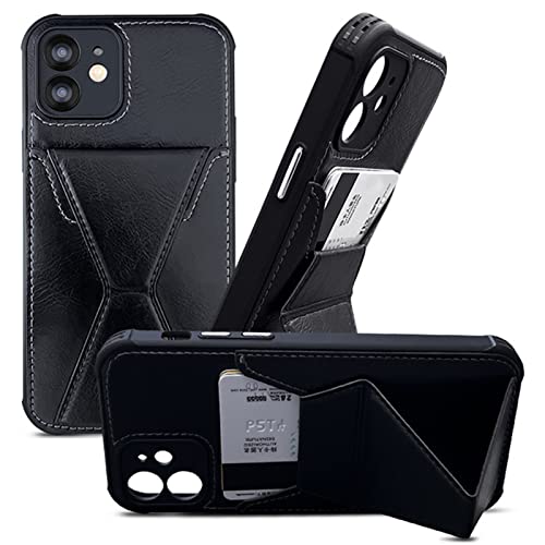 Skórzane etui na iPhone 14/14 Pro/14 Plus/14 Pro Max, portfel projekt gniazda na karty, ochrona tylnej soczewki, odporna na zarysowania, etui na telefon, czarne, 14 pro 6,1''