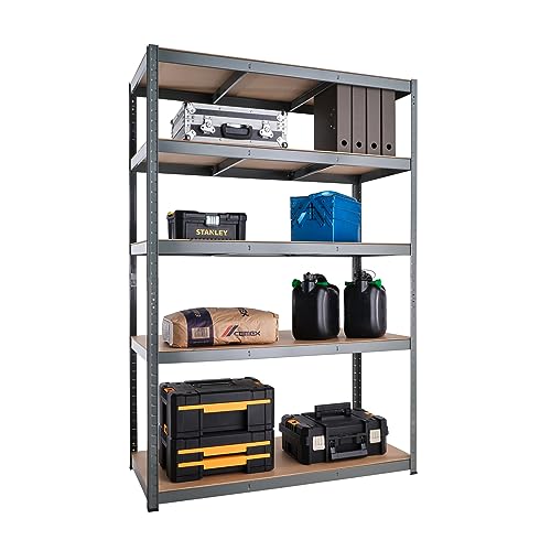 Garage Shelving Units: 71" H X 47" L X 24" W - 1 Bay - Grey - 5 Tier Unit | 400Lb Load Weight Per Tier (2000Lb Per Unit) | Home, Office, Garage Or Business Use | 5 Year Warranty #TOP5