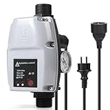 SWAWIS Pressostat Pompe Eau Interrupteur de Pression pour Pompe à Eau Manomètre et Câble Inclus pour Pompe Immergée, Pompe Centrifuge, Pompe de Puits Profond, Pompe de Jardin, Gris