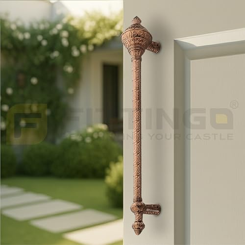 Image of Royal Gada Door Handle for Main Door /29 Inch Traditional Main Door Handle /Pull Push Handle for Home /Office /Hotels Doors - (Hole to Hole 600mm, Pack of 1) - PVD Rose Gold - 3 Years Warranty