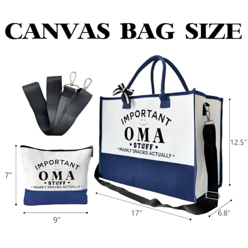 Important Oma Bag Gifts, Canvas Tote Bag for Grandma, Grandma Gifts, Cosmetic Bag, Beach Bag and Makeup bag, Travel Bag Gifts for Oma, Canvas Tote Bag With Zipper, Mothers Day Christmas Gifts A442