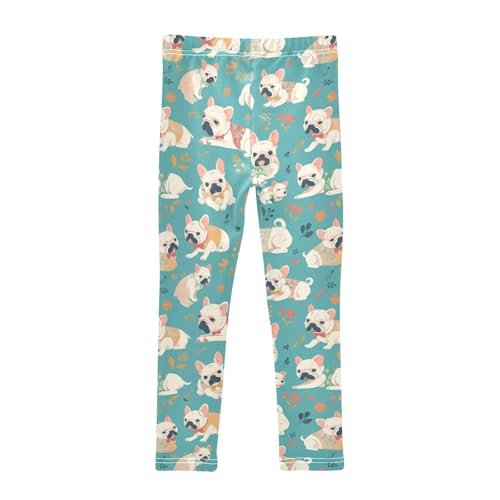 Wusikd Funny Dogs Girls Leggings Toddler Doodles Green Kids Yoga Pants Dance Active Tights 4T2