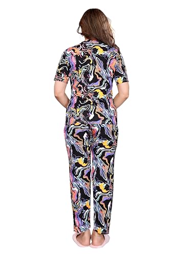 Image of VJ Fashion Women's Cotton Lycra Printed & Knitted Round Neck Night Wear Set of Top and Pazama