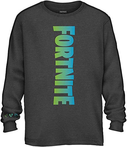 FORTNITE Gradient Logo Big Boys Long Sleeve Shirt Video Game Licensed (Large) Gray