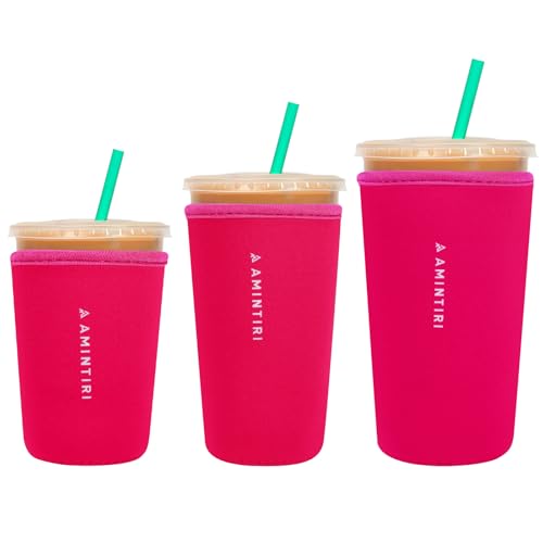 Image of 3 Pack Reusable Sleeve for Iced Coffee Cup, Coffee Neoprene Sleeve for Iced&Hot Drinks, Coffee Sleeve Compatible with Starbucks, Dunkin Coffee Cup. (Pinky Girl)
