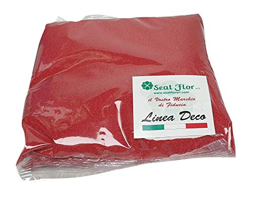 Seat Flor SRL® Sabbia Colorata, Sabbia per Decorazione vasi 0,5 mm Sacchetto da 1kg ca. (25 Colori Disponibili) (Rosso)