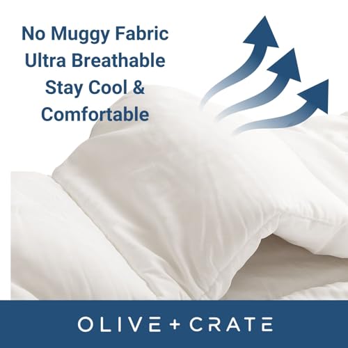 Olive + Crate 100% Viscose from Bamboo King Size Comforter, Cooling Duvet Insert, Down Alternative Blanket, Extra Fluffy, White Cooling Comforter King (102x90 Inches)