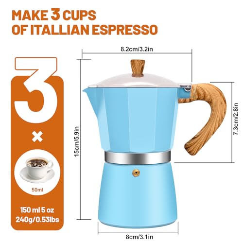 Image of 3 Cup Aluminum Espresso Stovetop Moka Pot Express Coffee Maker Percolator Italian Classic Mocha Coffee Machine for Italian and Cuban Cafe Brewing for Home & Camping 150ml 5oz