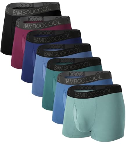 BAMBOO COOL Mens Trunks Underwear Performance Breathable Mesh Fly Zone Moisture-Wicking(4 Pack)
