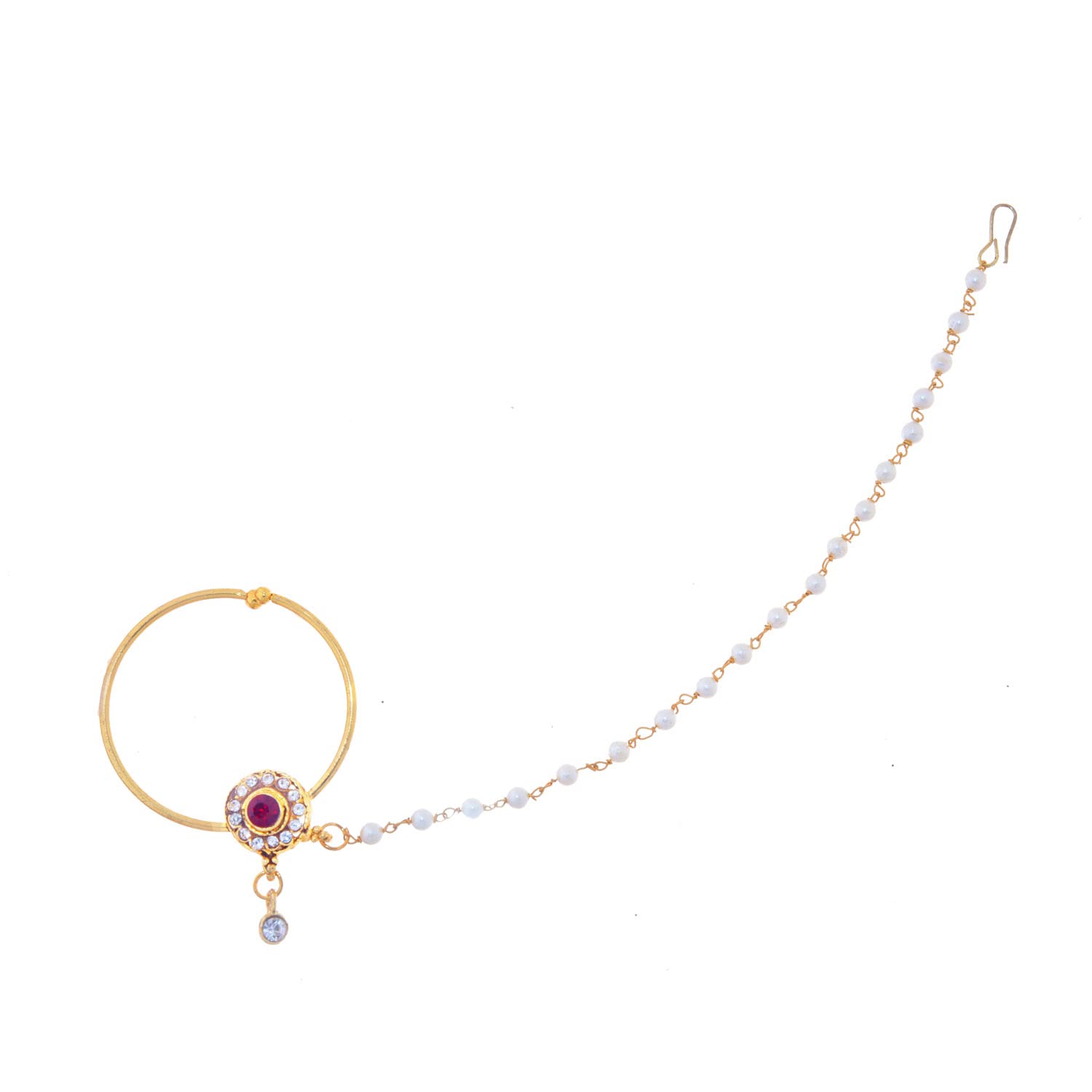 Traditional Nose Ring | Adjustable Ethnic Nath | Nathni | Clip On Nose Pin Without Piercing with Long Chain for Women & Girls-image-28