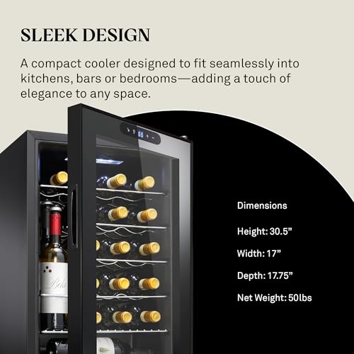 Image of Wine Enthusiast 24-Bottle Compressor Wine Cooler w /Upright Bottle Storage - Freestanding 2.4 Cu. Ft. Wine Refrigerator, LED Digital Control Panel, Energy-Efficient Cooling of 41-64F